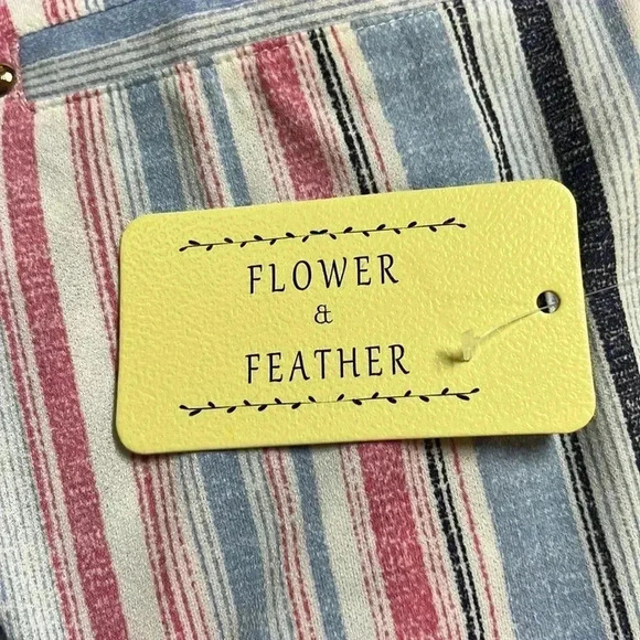 Flower & Feather Womens Striped Zip Short Sleeve Top Tshirt Size 3XL NWT - Picture 7 of 9